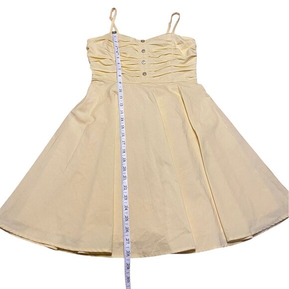 Dynamite Butter Yellow Summer Dress Seersucker Sweetheart A-Line, Sz Small, Flaw - Picture 10 of 11